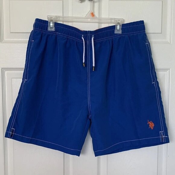 US Polo Assn Mens Size XXL Swim Shorts Trunks Net Lined Drawstring Blue - Picture 1 of 9